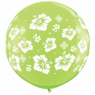 Tropical Hibiscus Flower 36-Inch Lime Latex Balloons, 2 Pack