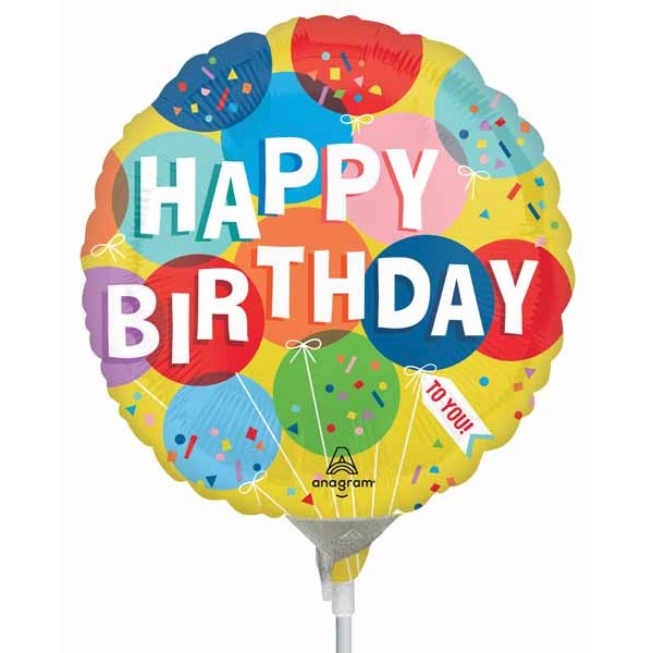 Sunny Balloons Happy Birthday 9-Inch Round Foil Balloon
