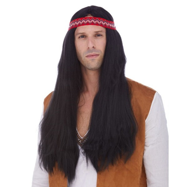 Black Hippie Wig with Detachable Headband