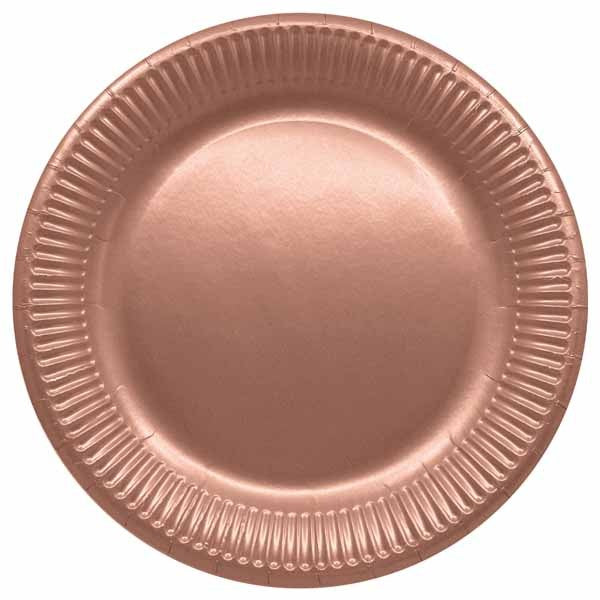 Metallic Rose Gold 9-Inch Paper Plates, 8-Pack
