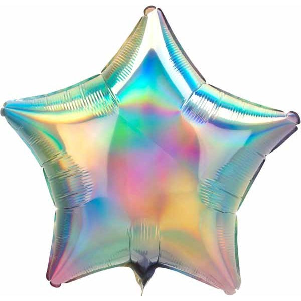 Iridescent Pastel Rainbow Star Foil Balloon, 19 Inch