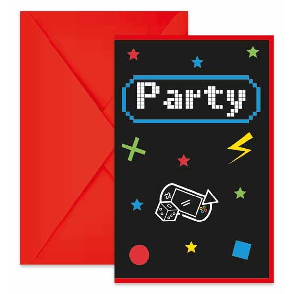 Gaming Party Invitations with Envelopes, 6 Pack