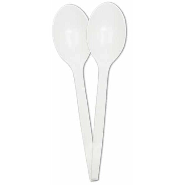White Reusable Spoons, 10 Pack