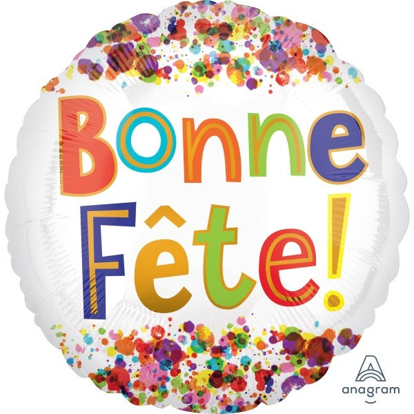 Bonne Fête Dots 18-Inch Round Foil Balloon