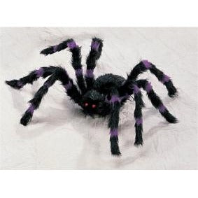 8-Inch Purple and Black Halloween Spider Decoration