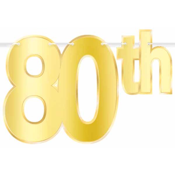 Gold Foil 80th Birthday Streamer