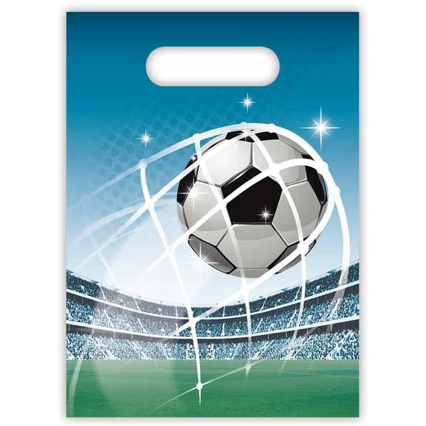 Soccer Fans Plastic Party Bags, 6 Pack