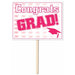 Pink Congrats Grad Yard Sign, 11 x 15 Inches