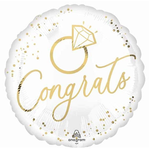 White Gold Wedding 18-Inch Round Foil Balloon