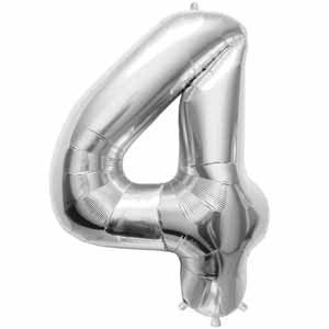 34-Inch Silver Number 4 Balloon