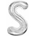 34-Inch Silver Letter S Foil Balloon
