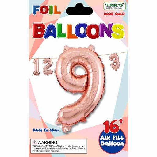 16-Inch Rose Gold Number 9 Foil Balloon