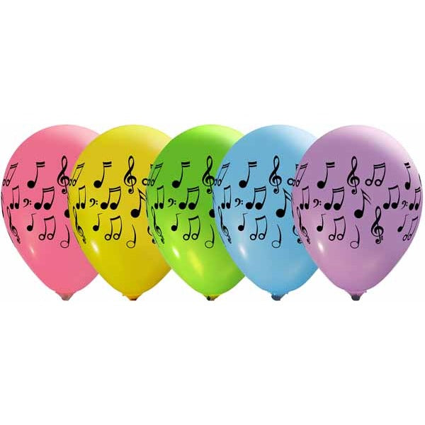 All-Over Music Notes 12-Inch Assorted Latex Balloons, 50 Count