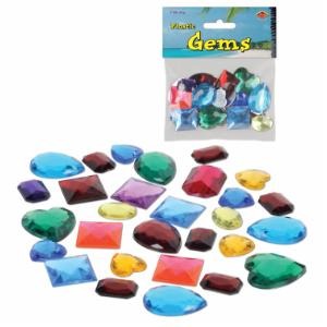 Plastic Gems in Assorted Shapes & Sizes, 1 oz