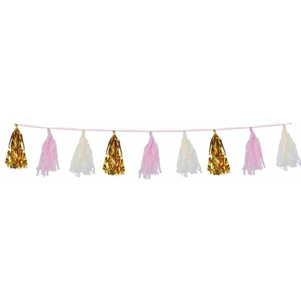 Pink Metallic & Tissue Tassel Garland