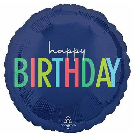 Modern Happy Birthday 18-Inch Round Foil Balloon