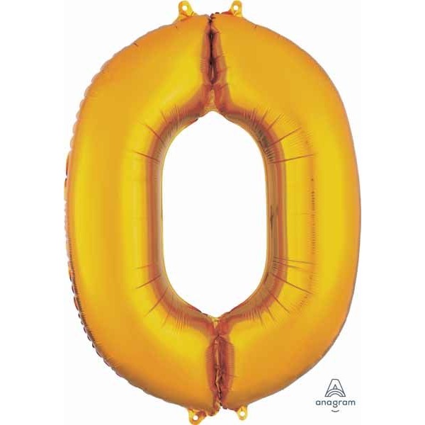 34-Inch Gold Number 0 Foil Balloon