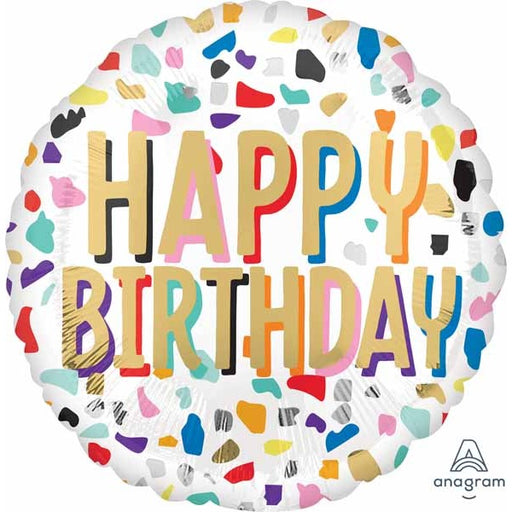 Happy Confetti Birthday 18-Inch Round Foil Balloon