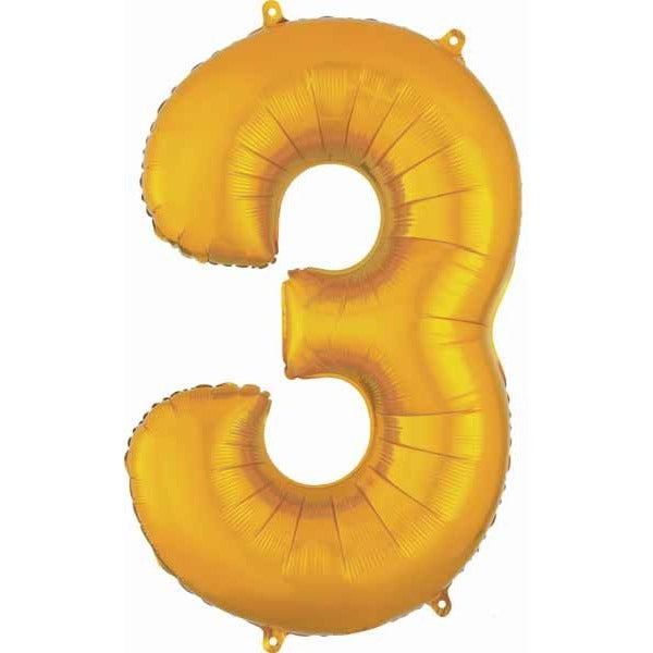 34 Inch Gold Number 3 Foil Balloon