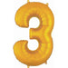 34 Inch Gold Number 3 Foil Balloon