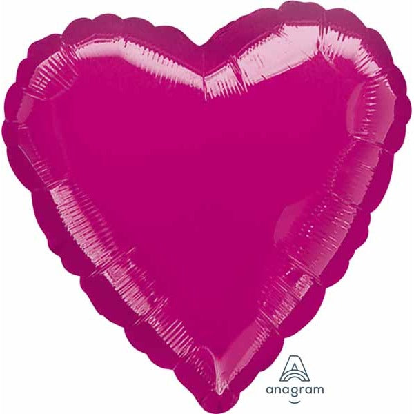 18 Inch Metallic Fuchsia Heart Foil Balloon