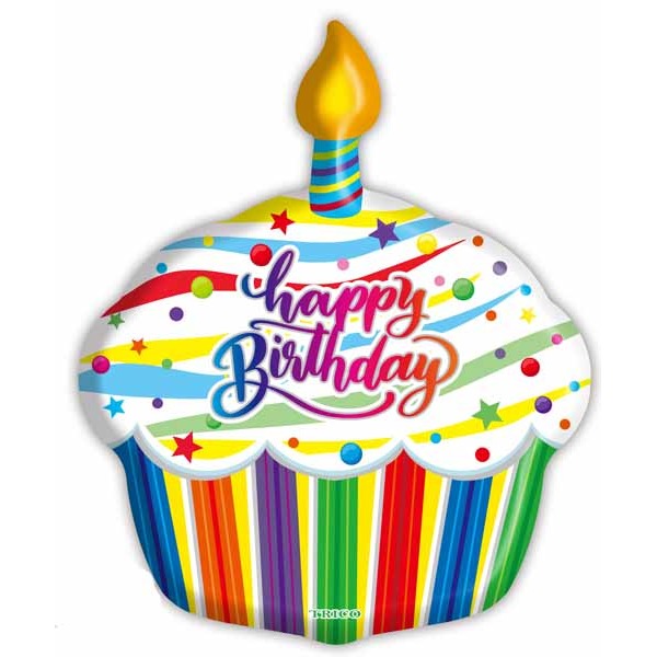 Happy Birthday Cake 18-Inch Foil Balloon