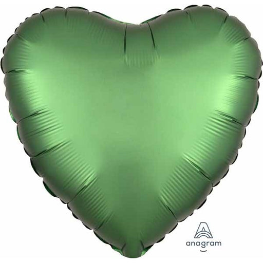 Emerald Green Satin Luxe Heart Foil Balloon, 18 Inch