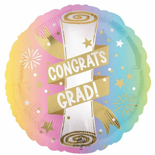 Pastel Grad Party 18" Round Foil Balloon