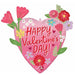 Sending Flowers Valentine's Day Shaped Foil Balloon, 28 Inch