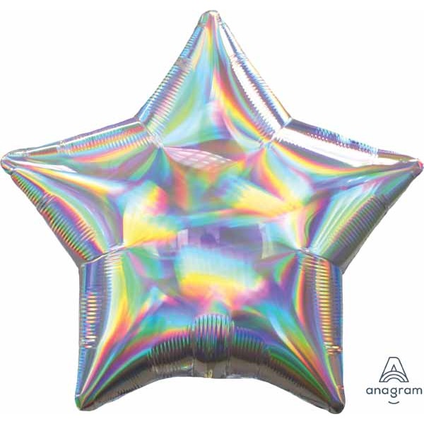 Iridescent Silver Star Foil Balloon, 19 Inch