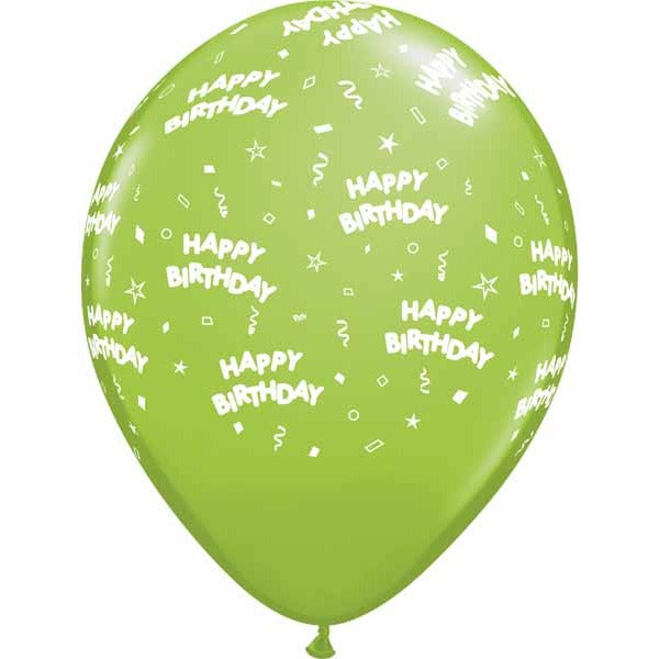 HAPPY BDAY ALL OVER 12" 50/BAG LIME