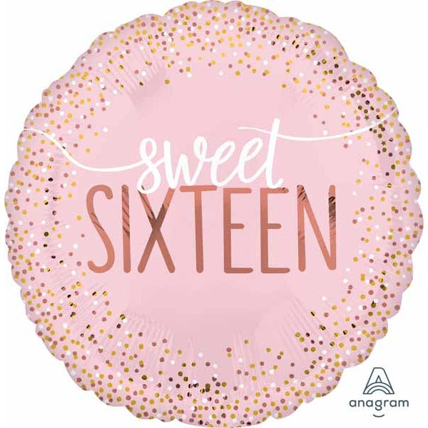 Sixteen Blush 18-Inch Round Foil Birthday Balloon