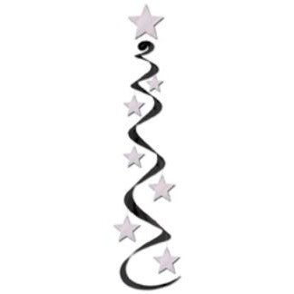 STAR SWIRLS (3 PK) BLACK AND SILVER 30"