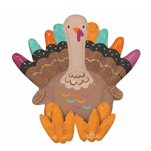 Give Thanks Turkey Sitter Foil Balloon, 21 Inch