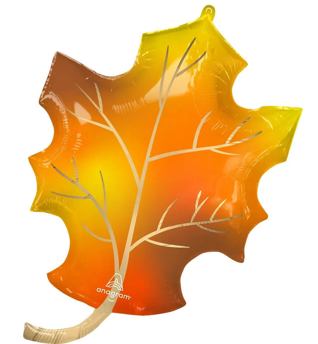 34" Satin Infused Fall Leaf SuperShape Foil Balloon (3/Pk)