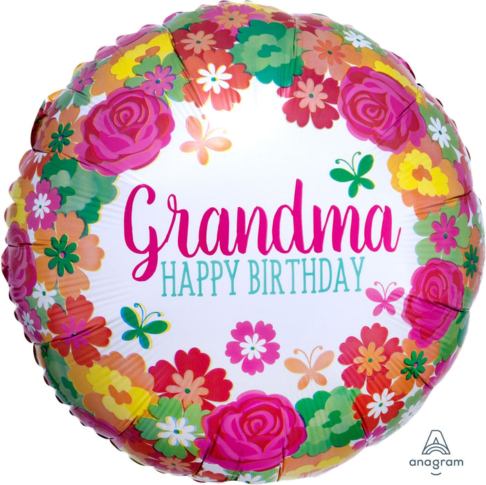 Happy Birthday Grandma Floral 17" Balloon