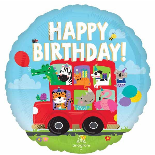 Party Bus Birthday 18" Round Foil Balloon