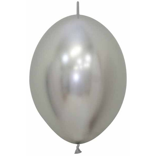Sempertex 6-Inch Reflex Silver Link-O-Loon Latex Balloons, 50 Pack