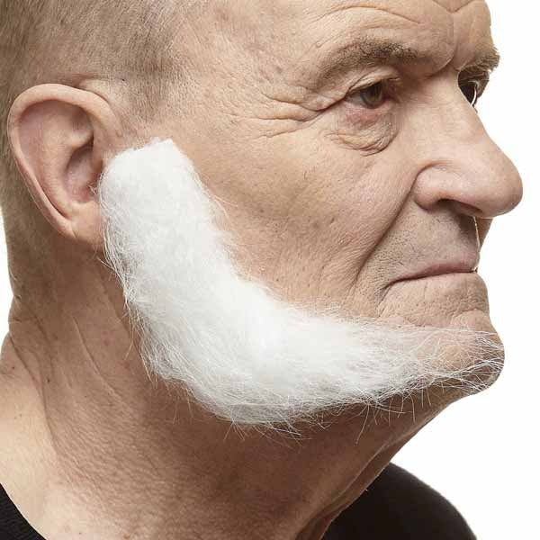 White L-Shaped Mutton Chop Sideburns