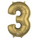 26-Inch White Gold Number 3 Balloon