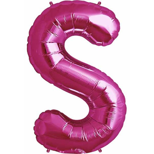 34" Magenta Letter S Balloon