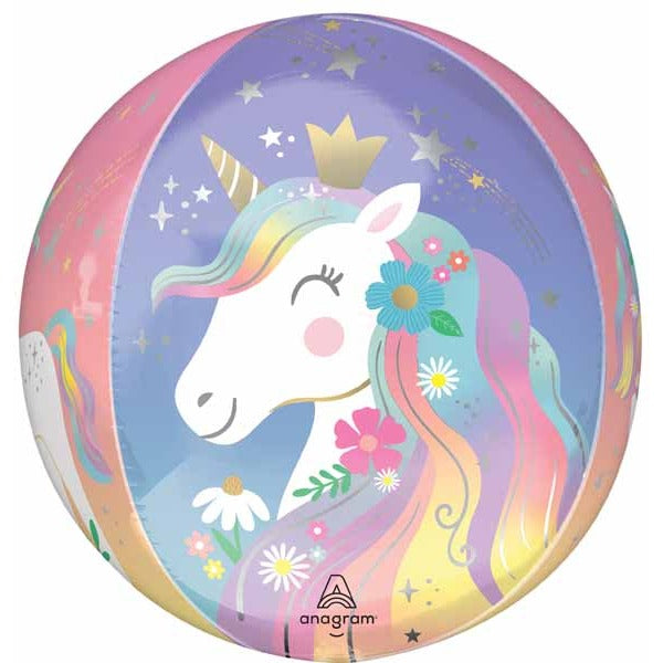 Whimsical Unicorn XL Orbz Foil Balloon, 16 Inch