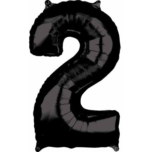 Black Number 2 Balloon, 26 Inch