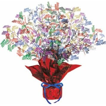 Multicolour Happy Birthday Gleam 'N Burst Centrepiece, 15 Inch