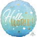 Hello World Blue Baby Boy 18-Inch Round Foil Balloon