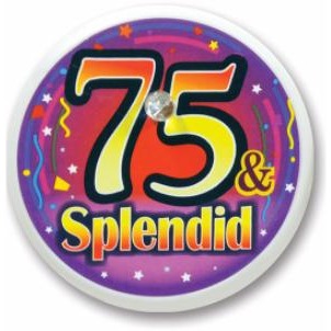 75 & Splendid 2-Inch Blinking Birthday Button