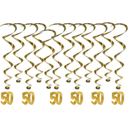 50th Anniversary Whirls Hanging Decorations, 12 Count