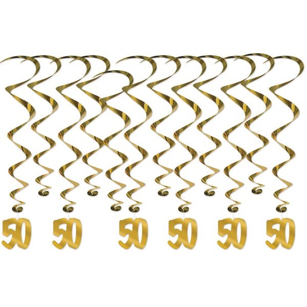 50th Anniversary Whirls Hanging Decorations, 12 Count