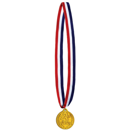 3Rd Place Medal With Ribbon - Gold Finish (1/Pkg)
