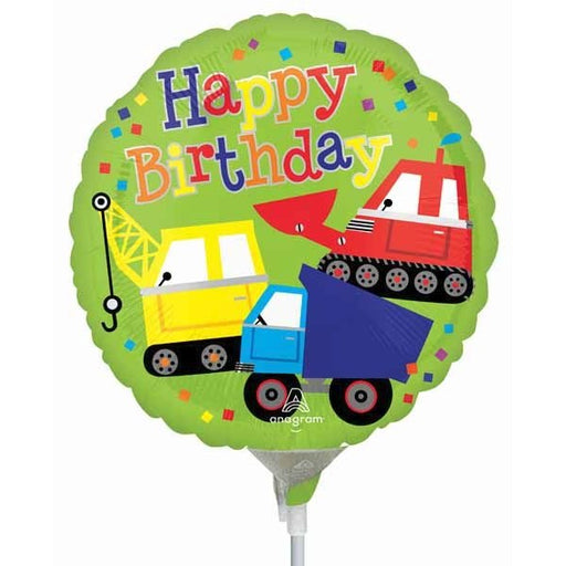 Happy Birthday Trucks 4-Inch Round Foil Balloon